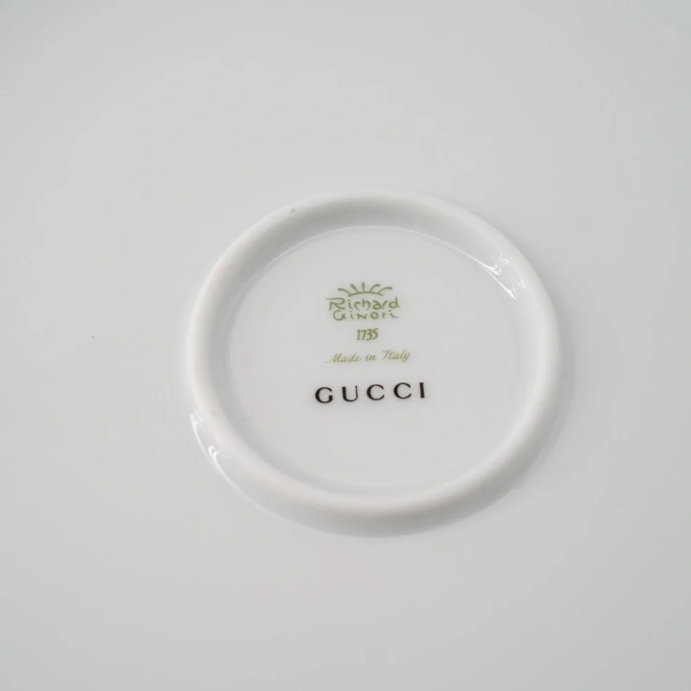 Gucci Dog Bowl Geometric G Water Food Porcelain Red Blue
